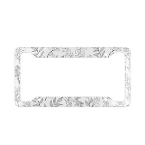 Minimalist Floral Line Art License Plate Frame